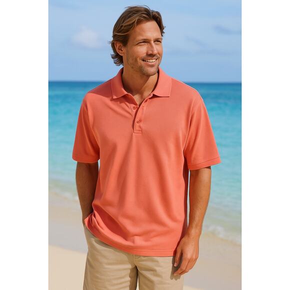 Tommy Bahama Coral Silk Blend Polo Shirt Size S - Picture 1 of 5
